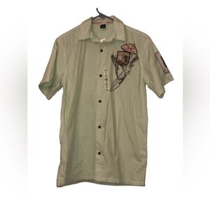 Gap Kids Boys Green Stripe SS Button Down Surf Beach Shirt Sz XXL 14-16 NWT